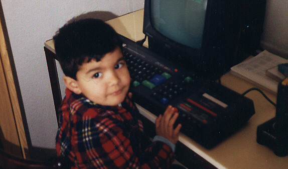 1989 - Playing with an Amstrad CPC 464, my first computer.