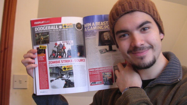 2006 - Posing with a magazine containing a short Dodgeball Source article (Mod in which I collaborated as level designer).