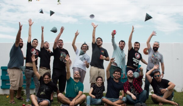 The Game Kitchen celebrating the release of Blasphemous back in 2019.