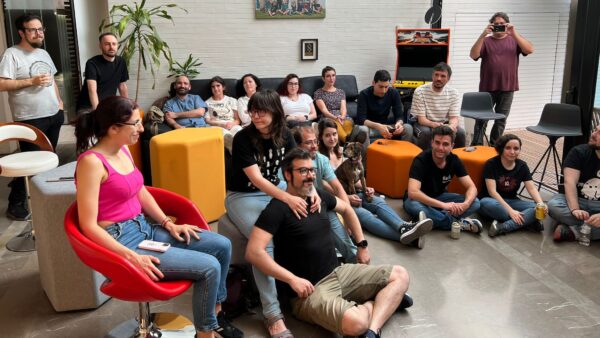 2023 - The Blasphemous II team waiting for the game to be revealed during the Nintendo Indie World in April'23.