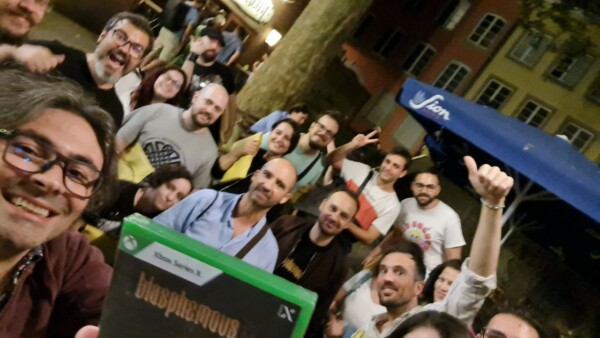2023 - The whole Blasphemous II team celebrating the release of the game in Cologne on August'23.